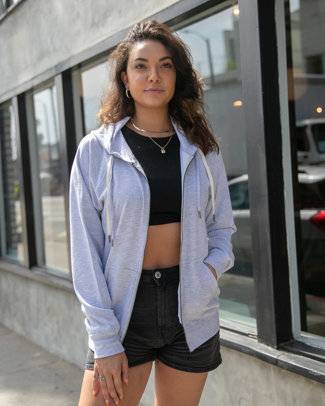 Lightweight Loopback Terry Full-Zip Hooded Sweatshirt